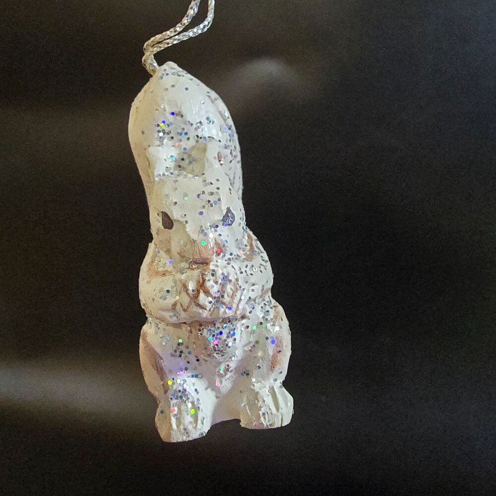 Set of 3 Squirrel Ornaments White Glitter Christmas Winter Midwest Canon Falls - Picture 6 of 13